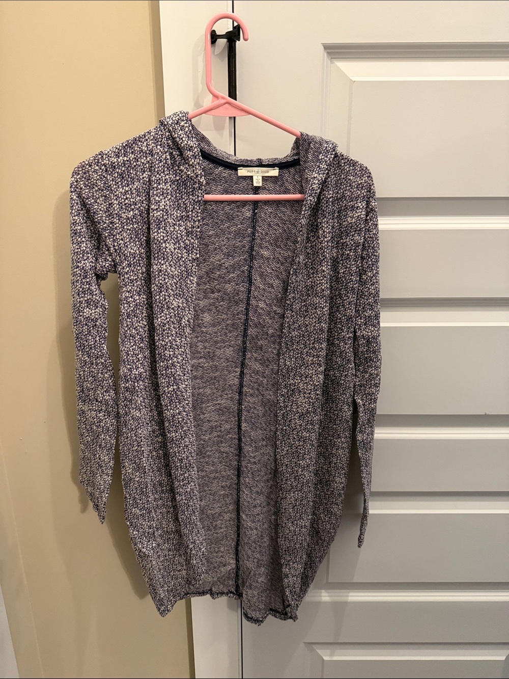 Cozy Open-Front Hooded Cardigan in Heathered Purple